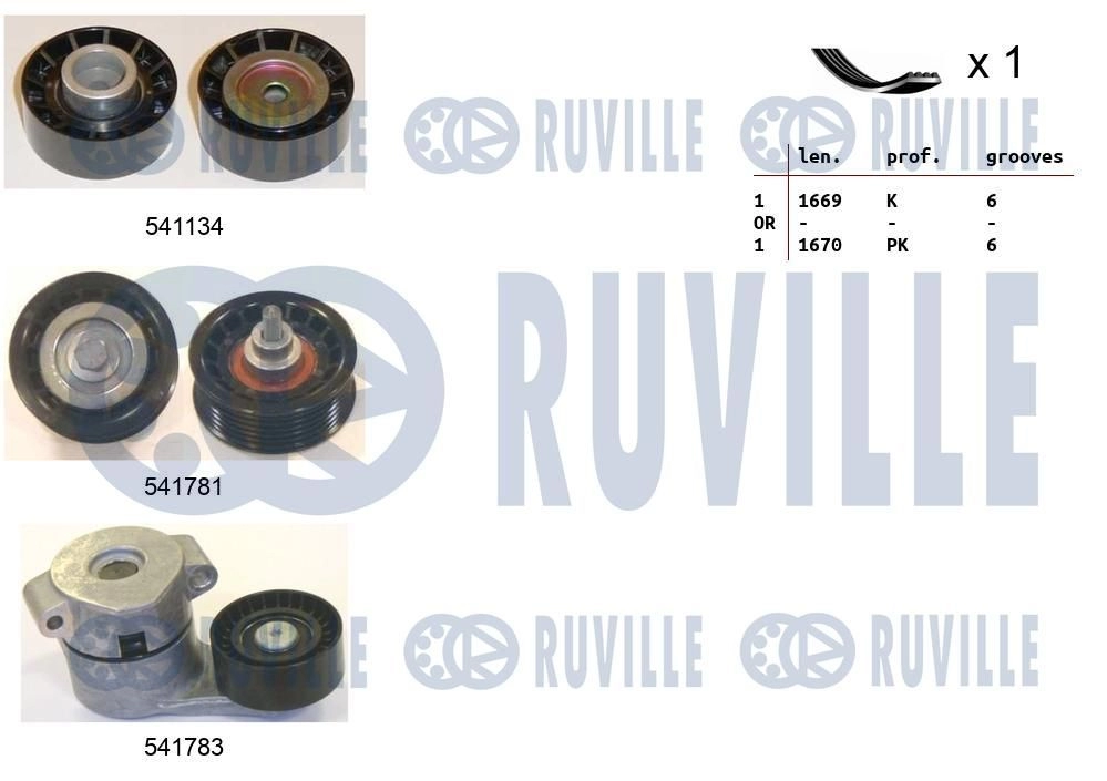 Поликлиновой ременный комплект RUVILLE 570058 4UF FI 1440088497 изображение 0