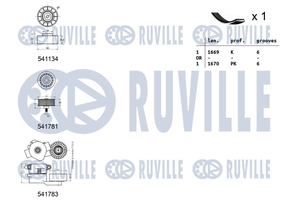Поликлиновой ременный комплект RUVILLE 570058 4UF FI 1440088497 изображение 1