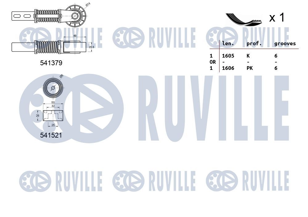 Поликлиновой ременный комплект RUVILLE 570059 1440088498 Q 9DOP изображение 1