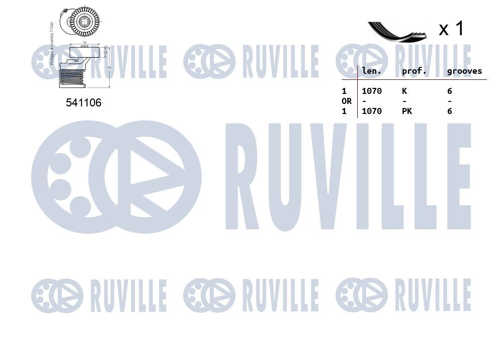 Поликлиновой ременный комплект RUVILLE 570064 1440088503 F Z9YH изображение 1