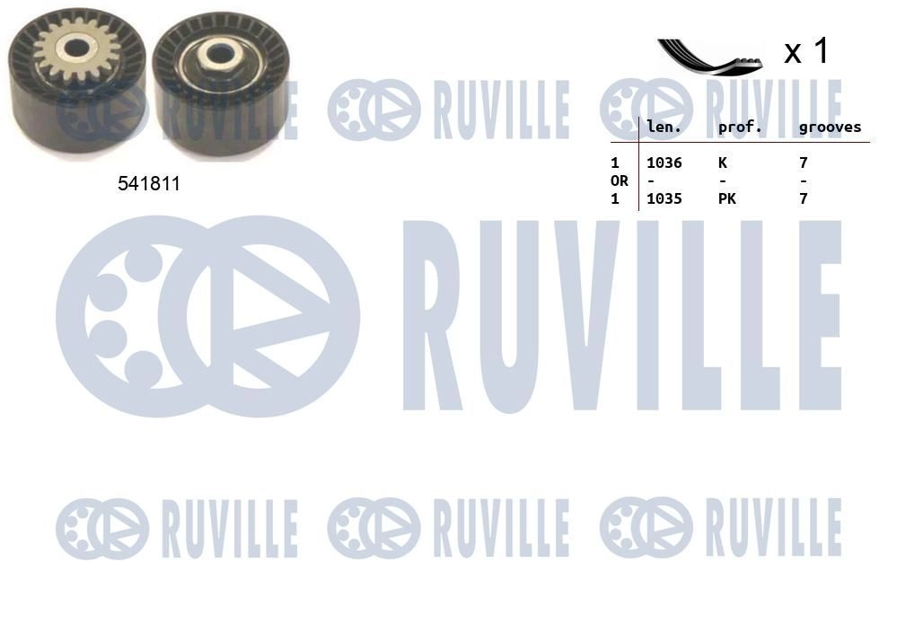 Поликлиновой ременный комплект RUVILLE 570065 1440088504 C I99LUT изображение 0