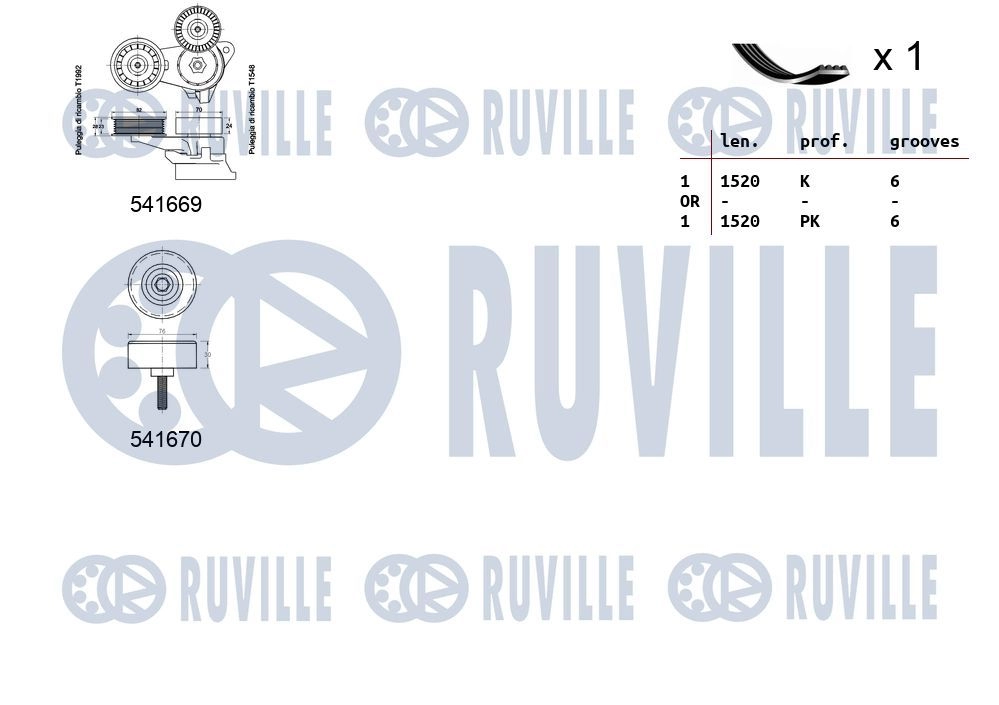 Поликлиновой ременный комплект RUVILLE QB J1MBM 570066 1440088505 изображение 1