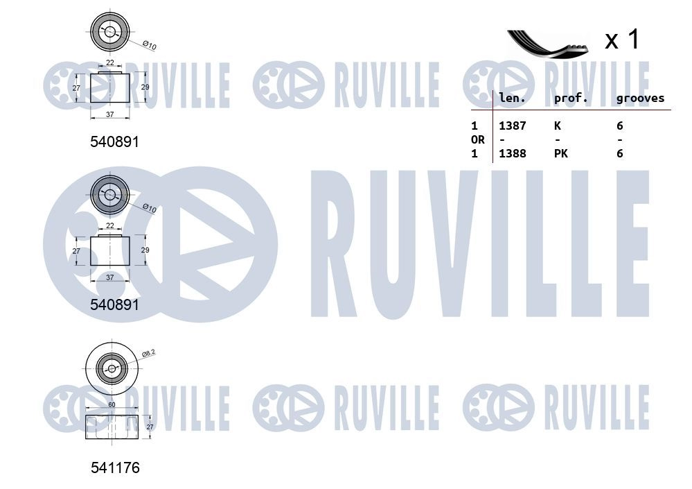 Поликлиновой ременный комплект RUVILLE 2LGKX 9 570071 1440088510 изображение 1
