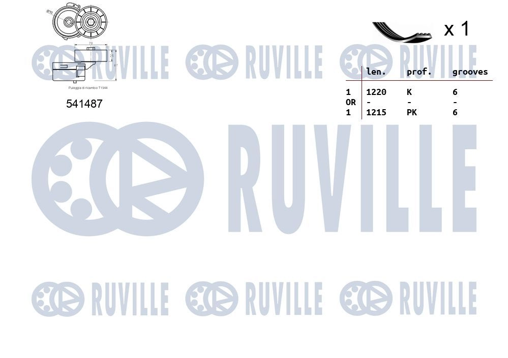 Поликлиновой ременный комплект RUVILLE 570077 1440088516 H26JCM 4 изображение 1
