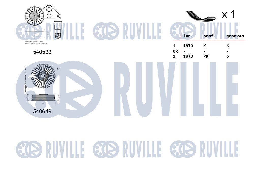 Поликлиновой ременный комплект RUVILLE 1440088517 XT B5P2C 570078 изображение 1