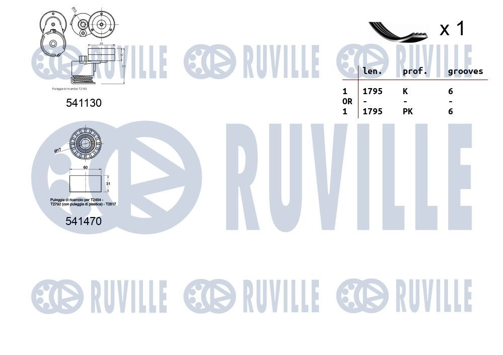 Поликлиновой ременный комплект RUVILLE P84HE 0 570080 1440088519 изображение 1