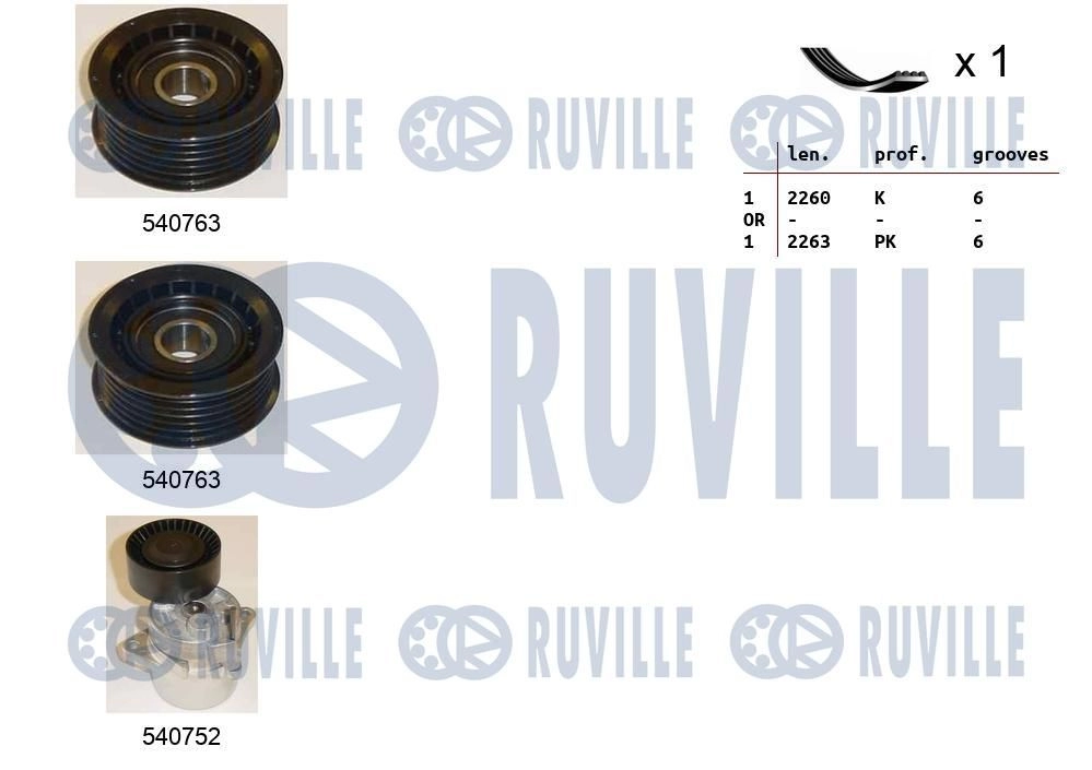 Поликлиновой ременный комплект RUVILLE 570088 YM F8Q0 1440088527 - Изображение 1