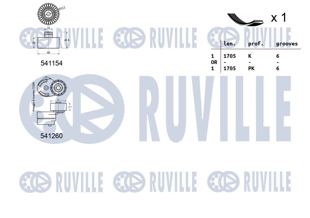 Поликлиновой ременный комплект RUVILLE VA86 A4 570093 1440088532 изображение 1