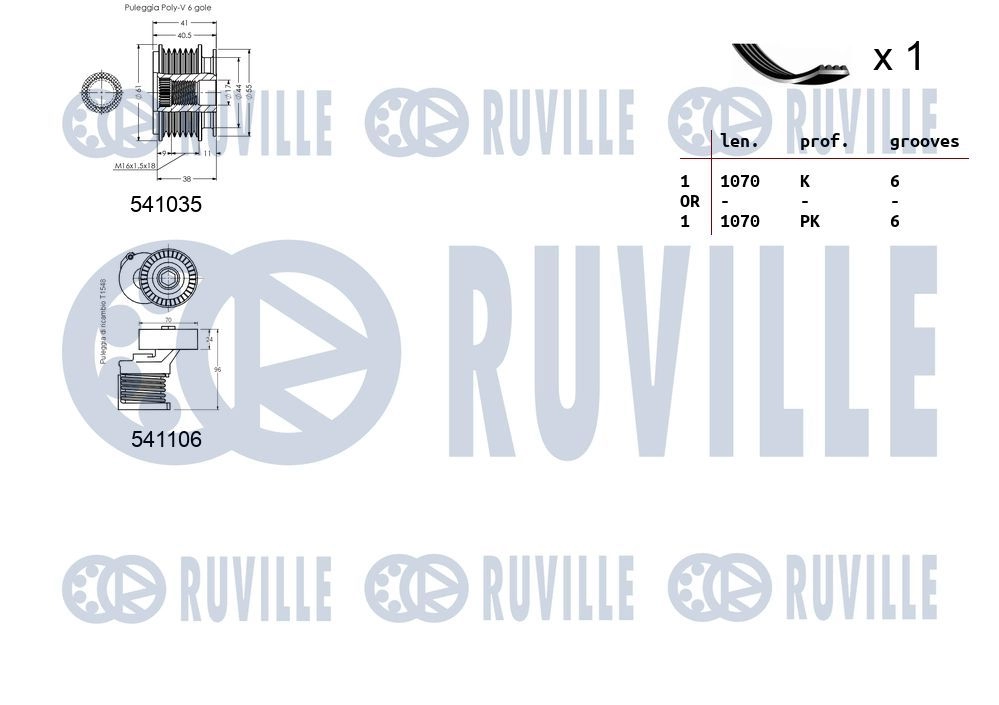 Поликлиновой ременный комплект RUVILLE 570100 U 44DM 1440088539 изображение 1