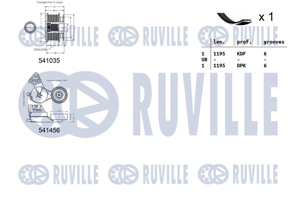 Поликлиновой ременный комплект RUVILLE 1440088540 570101 HC4D V6W изображение 1
