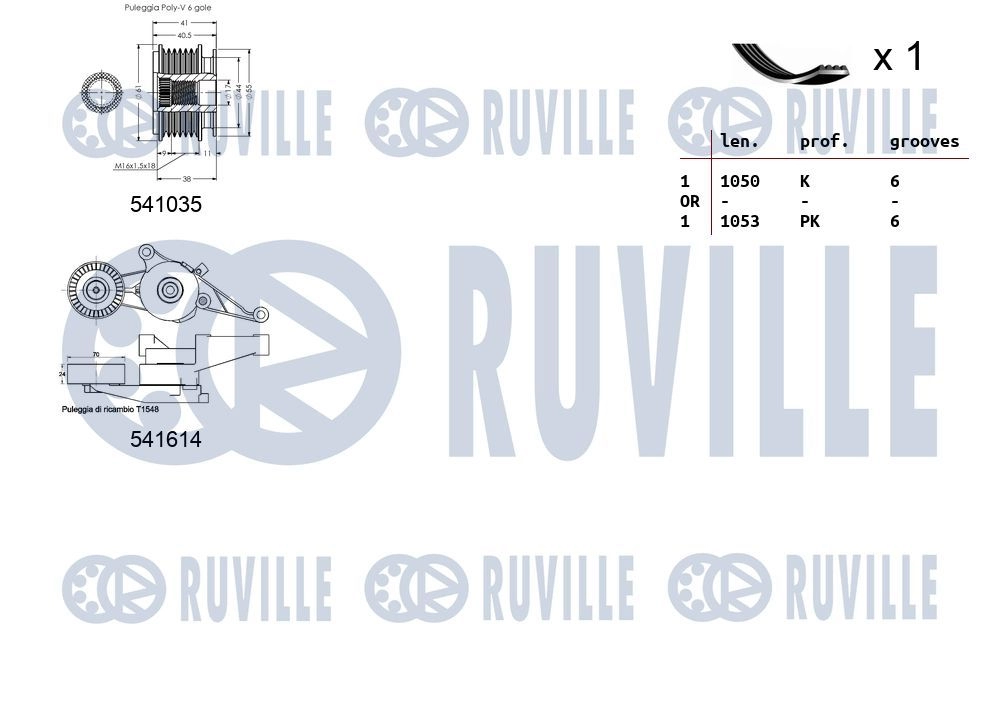 Поликлиновой ременный комплект RUVILLE F5 VWQF 1440088542 570103 изображение 1
