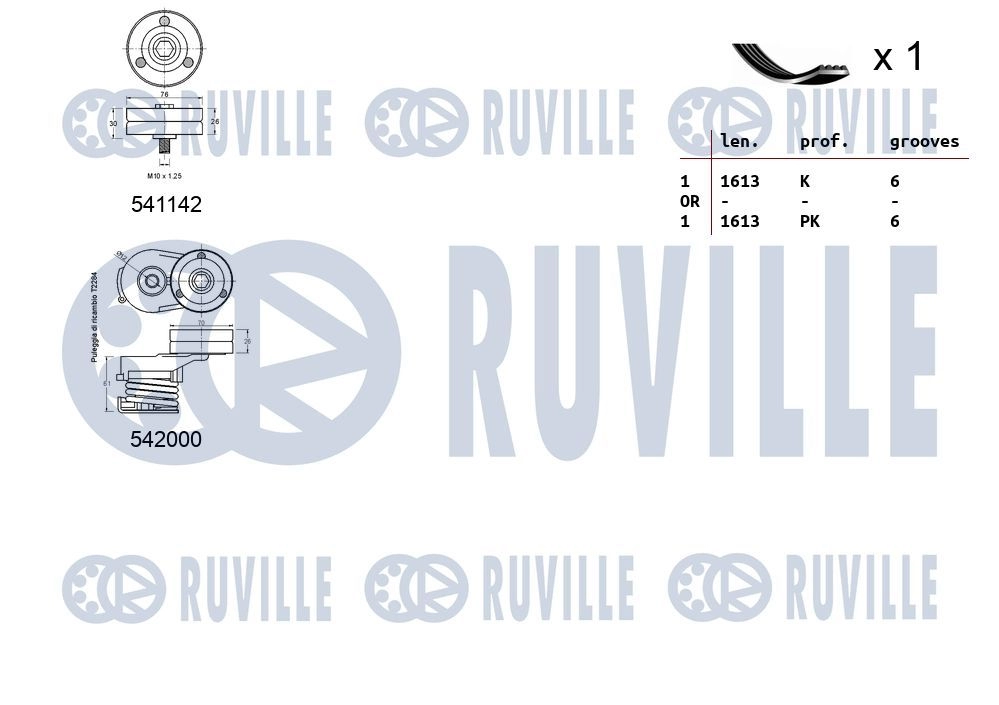 Поликлиновой ременный комплект RUVILLE 1440088557 570118 0KL7Q E изображение 1
