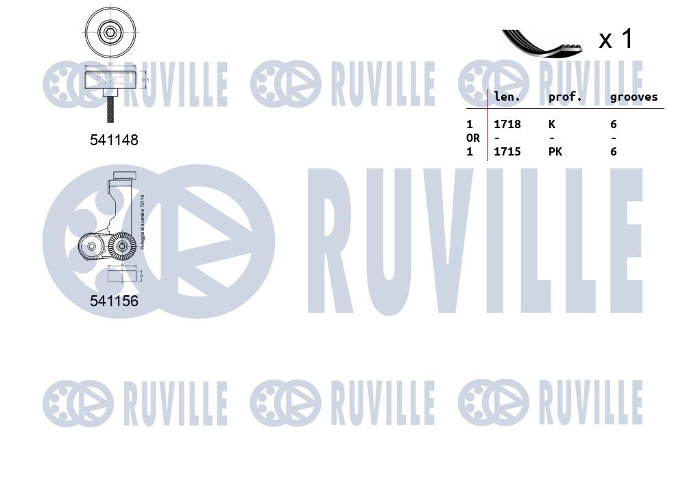 Поликлиновой ременный комплект RUVILLE X MPBD 1440088582 570143 изображение 1