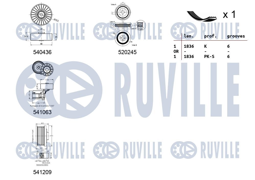 Поликлиновой ременный комплект RUVILLE 570158 D2 P2H 1440088597 изображение 1
