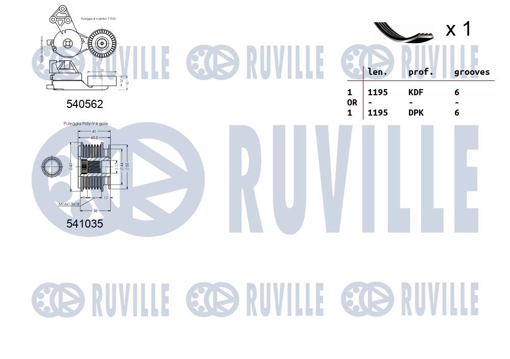 Поликлиновой ременный комплект RUVILLE 8X4Q E 1440088601 570162 изображение 1