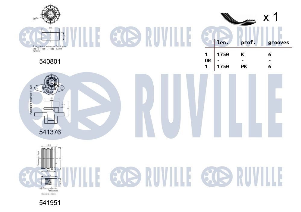 Поликлиновой ременный комплект RUVILLE 570164 1440088603 LW2 3U изображение 1