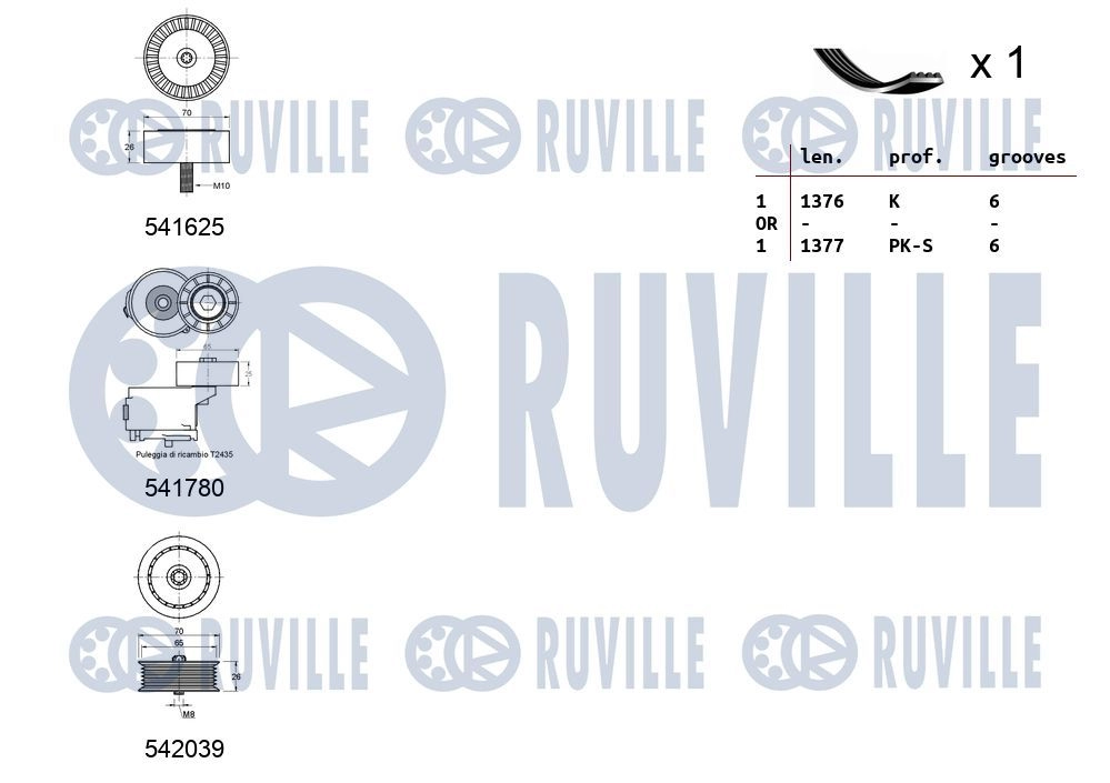 Поликлиновой ременный комплект RUVILLE ZA IK8 1440088608 570169 изображение 1