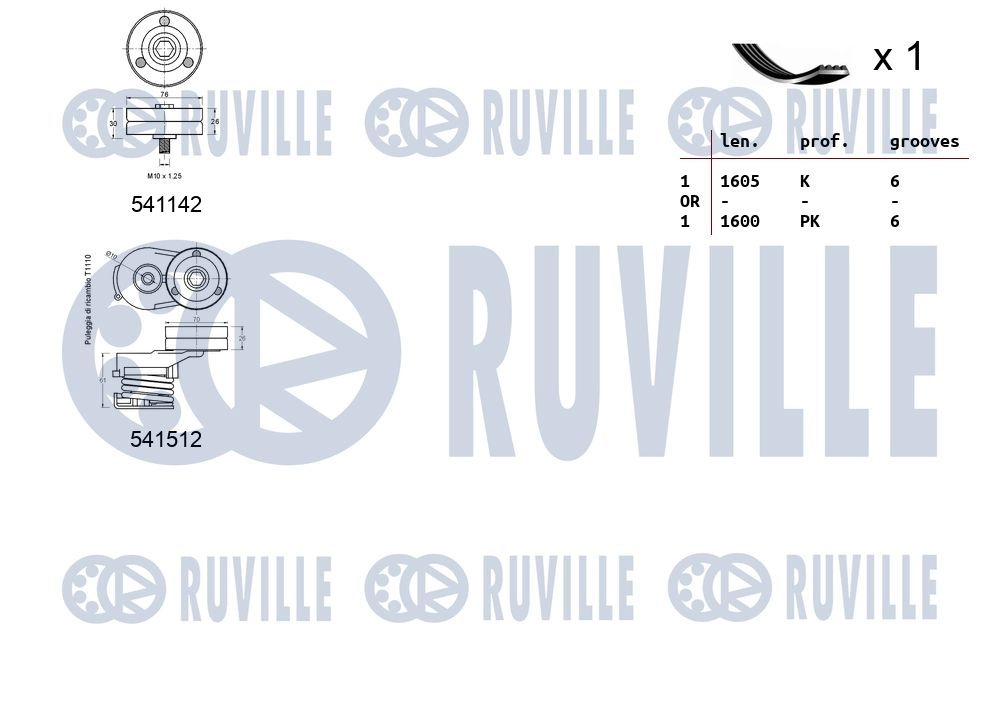 Поликлиновой ременный комплект RUVILLE 1440088612 JRH GH 570173 изображение 1
