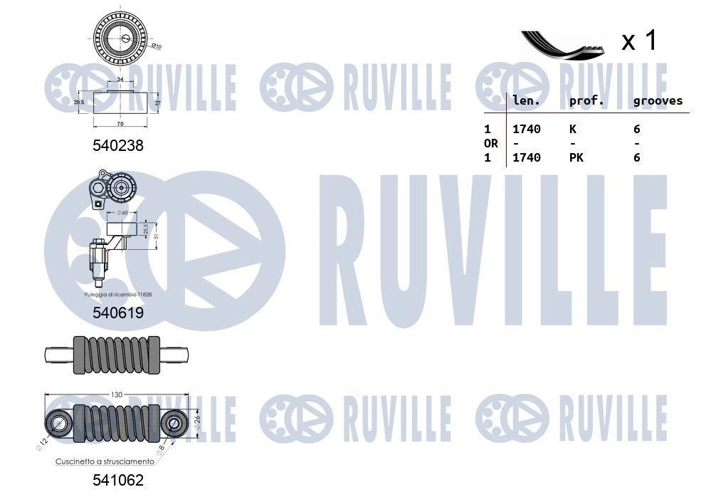 Поликлиновой ременный комплект RUVILLE 2GES1 W 570176 1440088615 изображение 1