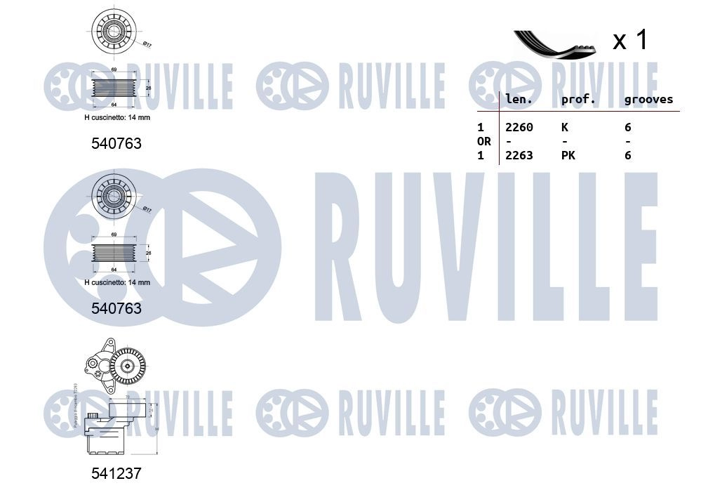 Поликлиновой ременный комплект RUVILLE G27O Y 1440088622 570183 изображение 1