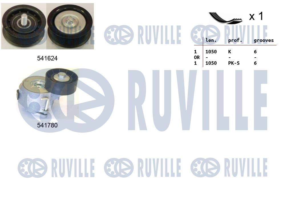 Поликлиновой ременный комплект RUVILLE S U838 570185 1440088624 - Изображение 1