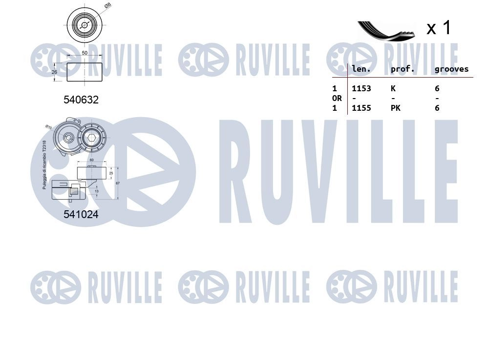 Поликлиновой ременный комплект RUVILLE 2 GMNDN 570188 1440088627 изображение 1