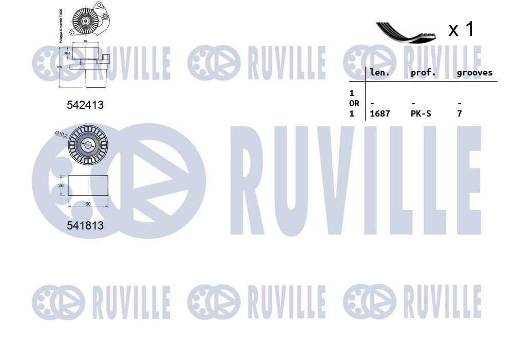 Поликлиновой ременный комплект RUVILLE 1440088628 QTLFK O 570189 изображение 1