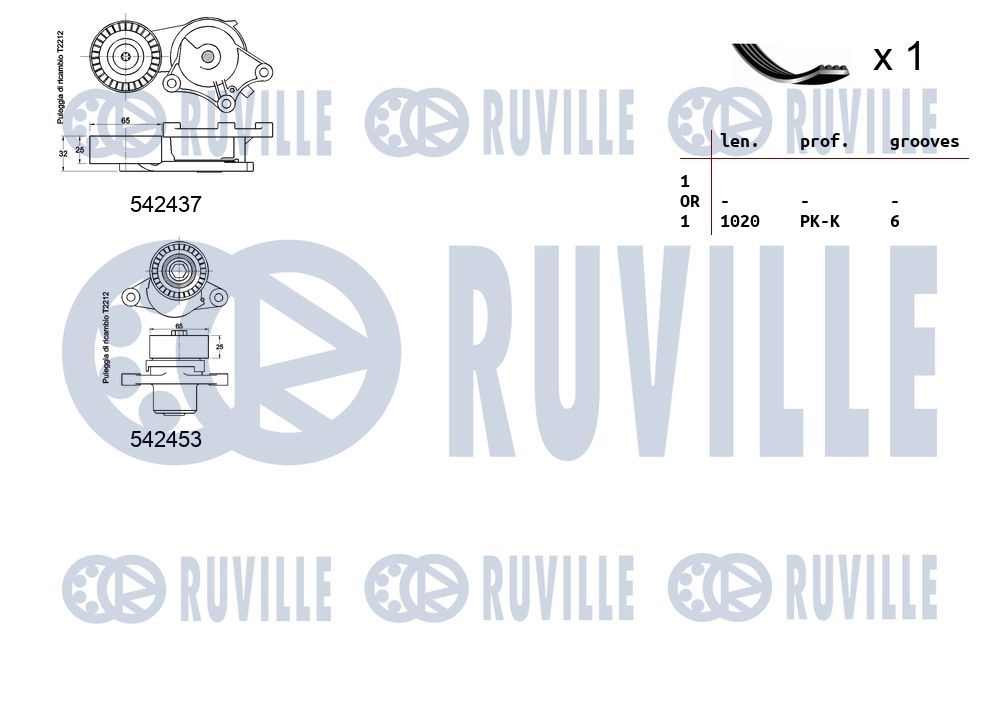 Поликлиновой ременный комплект RUVILLE CT MV51 1440088630 570191 изображение 1