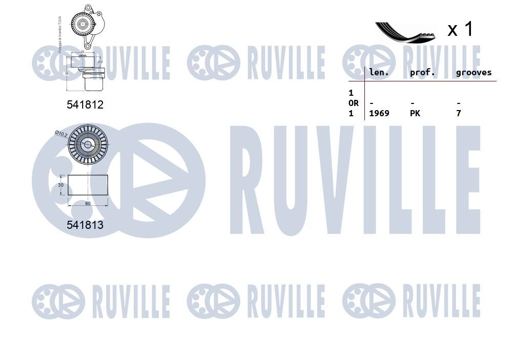 Поликлиновой ременный комплект RUVILLE 1440088631 570192 9GWI CG изображение 1