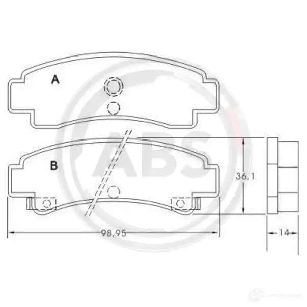 Тормозные колодки дисковые, комплект A.B.S. SW7KFUN 36704 1805260 2173 6