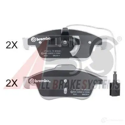 Тормозные колодки, комплект A.B.S. 37774s 1806217 XB8X YP 8717109629446