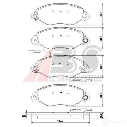 Тормозные колодки, комплект A.B.S. R N0NGQ 37462oe 8717109581102 1198184905