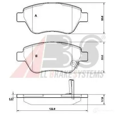Тормозные колодки, комплект A.B.S. K9KR53 8 21309700 37563oe 8717109547566 изображение 0