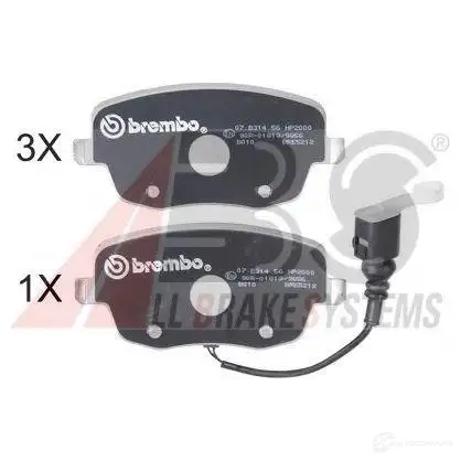 Тормозные колодки, комплект A.B.S. EUT 12VR 37338s 1805771 8717109629309