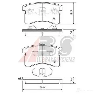 Тормозные колодки, комплект A.B.S. 36745oe 1423442035 OMIK D 8717109046885