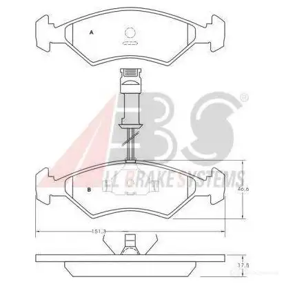 Тормозные колодки, комплект A.B.S. 36459oe 1194047436 206 40 20752 изображение 0