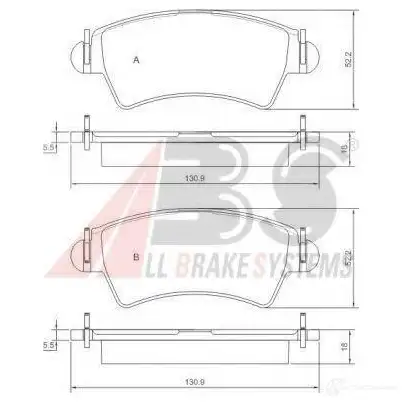 Тормозные колодки, комплект A.B.S. US7 FO 37153oe 8717109056686 1198185085