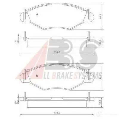 Тормозные колодки, комплект A.B.S. 37105oe 21309708 I6 4FFTY 8717109055665