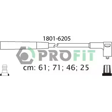 Высоковольтные провода зажигания PROFIT 3842614 Y 9C66Z7 1801-6205 изображение 0