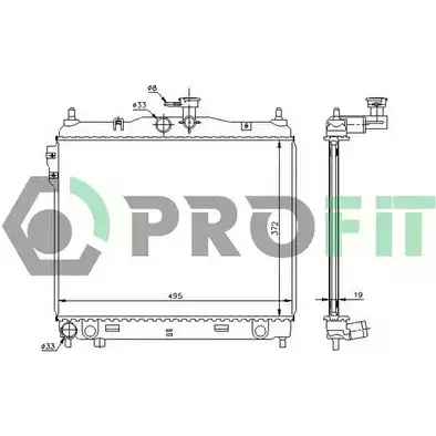 Радиатор охлаждения двигателя PROFIT 3847375 FXA6T UAG FAHT PR 1810A1 изображение 0