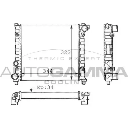 Радиатор охлаждения двигателя AUTOGAMMA 7SCB X7 4J3695 100953 3848514 изображение 0