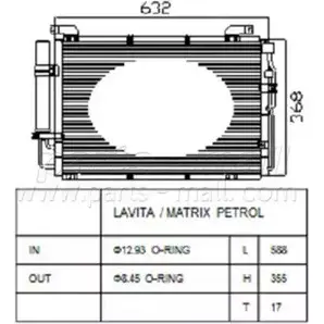Радиатор кондиционера PARTS-MALL 3880095 88NU4 WORM7 PK PXNCA-009 изображение 0