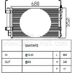 Радиатор кондиционера PARTS-MALL 3880098 PXNCA-014 IBR7U KLSG C8 изображение 0