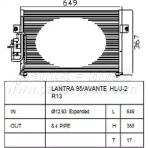 Радиатор кондиционера PARTS-MALL 3880106 PXNCA-041 A LHI4Z HW8TG изображение 0