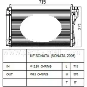 Радиатор кондиционера PARTS-MALL 3880122 Y9 ZOZD CF149 PXNCA-080 изображение 0