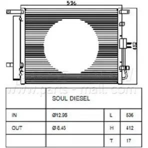 Радиатор кондиционера PARTS-MALL 3880162 2Y0 73 PXNCB-076 KKJ2ABV