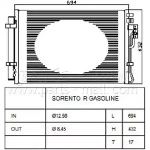 Радиатор кондиционера PARTS-MALL J0AV0 BW S8V PXNCB-085 3880165 изображение 0