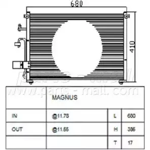 Радиатор кондиционера PARTS-MALL 3880179 PXNCC-017 ZBUP JR4 9MSLVZ изображение 0
