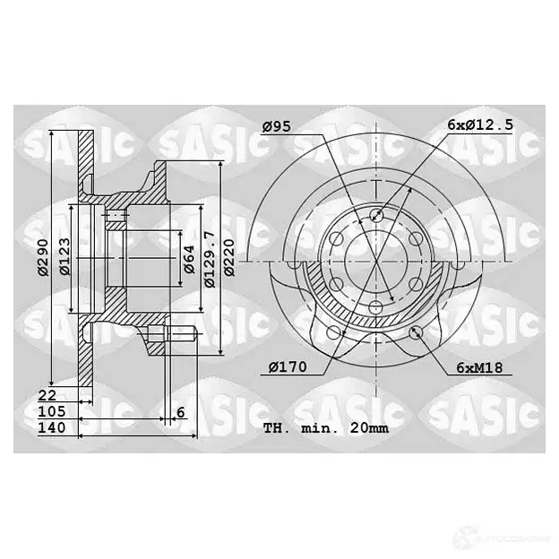 Тормозной диск SASIC 3660872375131 3 UDNH 2136838 6106072