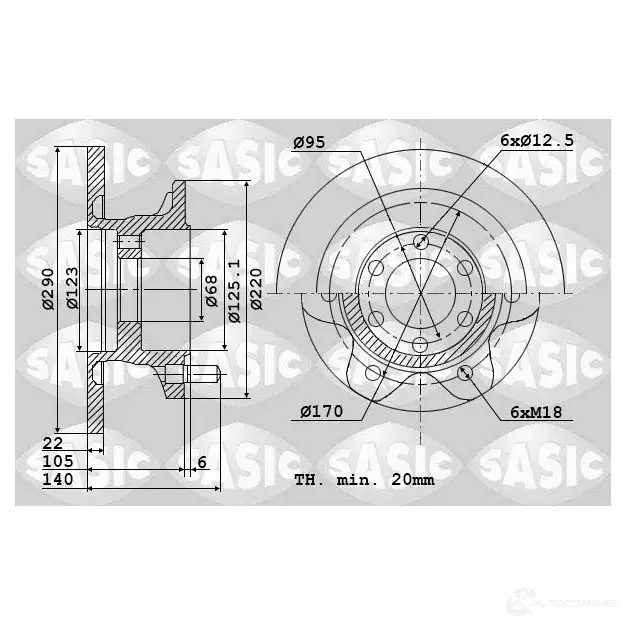 Тормозной диск SASIC 3660872329349 9Y33 B 9004809J 2140017 изображение 0